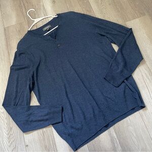 Bonobos Henley Sweater cotton linen knit mens Blue (large) classic preppy basic